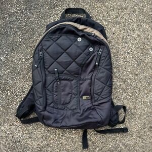 Quiksilver Quilted Backpack Black Travel School Outdoor Bag Vintage